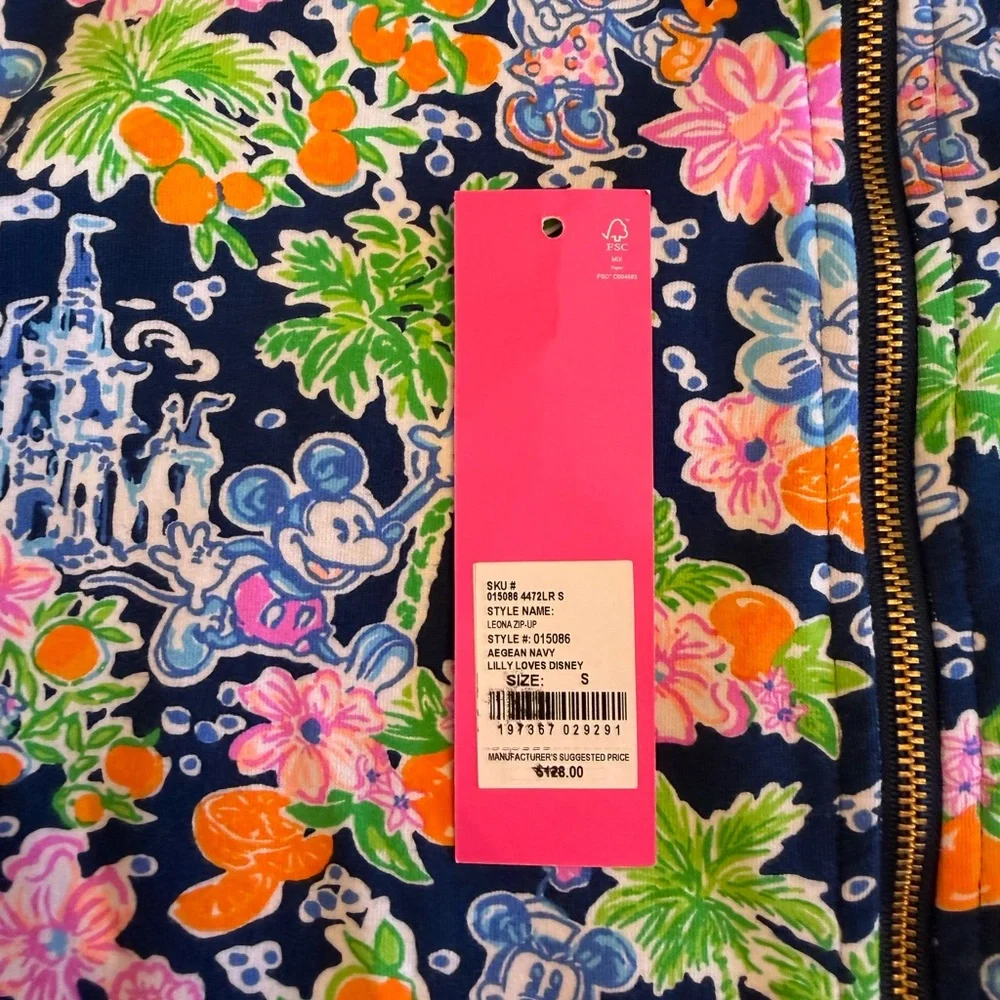 NEW Lilly Pulitzer x Disney Leona Zip Up Jacket Aegean Navy S